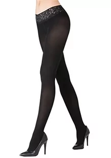 Marilyn Nieprzezroczyste rajstopy biodrowe z koronką 9 cm 1 lub 2 sztuki, 100 denierów, czarny, XL - Rajstopy - miniaturka - grafika 1