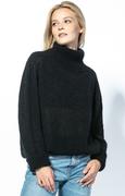 Swetry damskie - Sweter oversize z golfem z wełny alpaki czarny F1750, Kolor czarny, Rozmiar S/M, Fobya - Primodo.com - miniaturka - grafika 1