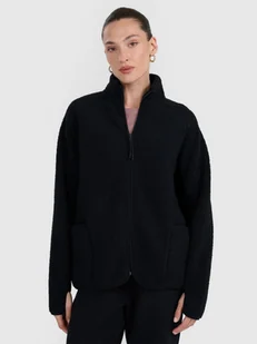 Damski polar szerpa rozpinany bez kaptura 4F 4FWAW25TFLEF328 - czarny - Bluzy damskie - miniaturka - grafika 1