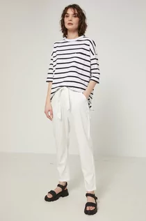Spodnie damskie - Medicine spodnie damskie kolor biały fason chinos high waist - grafika 1