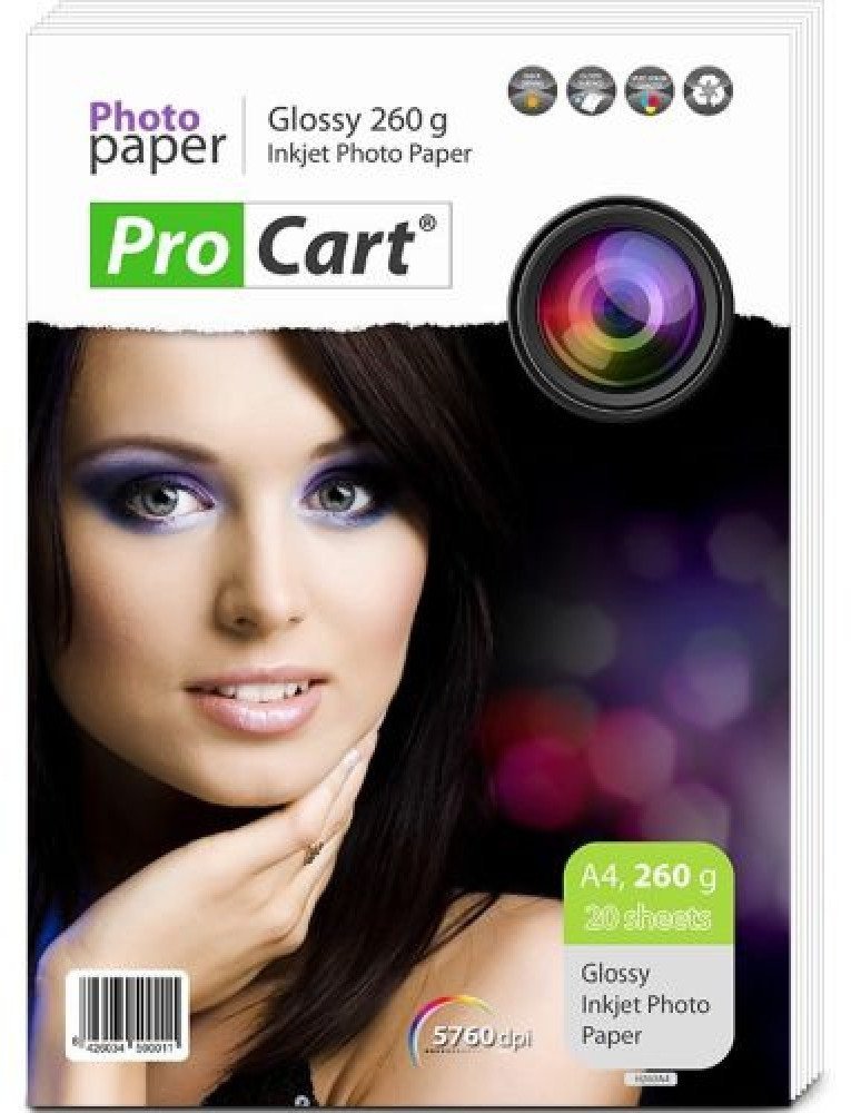 Procart glancets fotopapirs A4 260g/m2 20 lapas