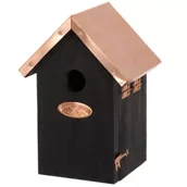 Pozostałe ozdoby ogrodowe - Esschert Design Domek dla ptaków czarny z miedzianym daszkiem - miniaturka - grafika 1