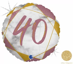 Balon foliowy na czterdziestkę różowe złoto - 46 cm - 1 szt. - Urodziny dla dorosłych - miniaturka - grafika 1