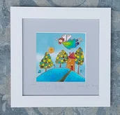 Pamiątka Chrztu Świętego - Anioł na jedwabiu - miniaturka - grafika 1