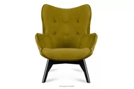 Fotele - Fotel wypoczynkowy z pikowaniem welur żółty GLORI Konsimo - miniaturka - grafika 1