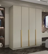 Szafy - Szafa LIZA 4-drzwiowa na zawiasach 200cm kolor kaszmir +złote uchwyty - miniaturka - grafika 1