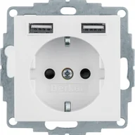 Gniazdka elektryczne - Berker Gniazdo z/u Schuko z ładowarką USB Q.1/Q.3/Q.7, biały mat - miniaturka - grafika 1