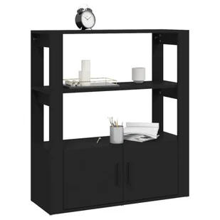 Szafka, czarna, 80x30x90 cm, materiał drewnopochodny - Szafki do salonu - miniaturka - grafika 5