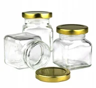 Pojemniki kuchenne - 3x Szklany pojemnik słoik ze złotą zakrętką do zalewu świec świeczek 120 ml - miniaturka - grafika 1