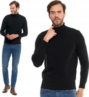 Swetry męskie - Elegancki Golf Męski Sweter Pod Szyję Klasyczny Cienki Sweterek MORAJ, Kolor: Czarny, Rozmiar: M - miniaturka - grafika 1