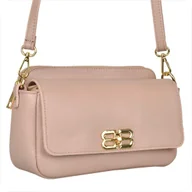 Torebki damskie - Włoska skórzana torebka listonoszka Borse in Pelle róż pudrowy - miniaturka - grafika 1