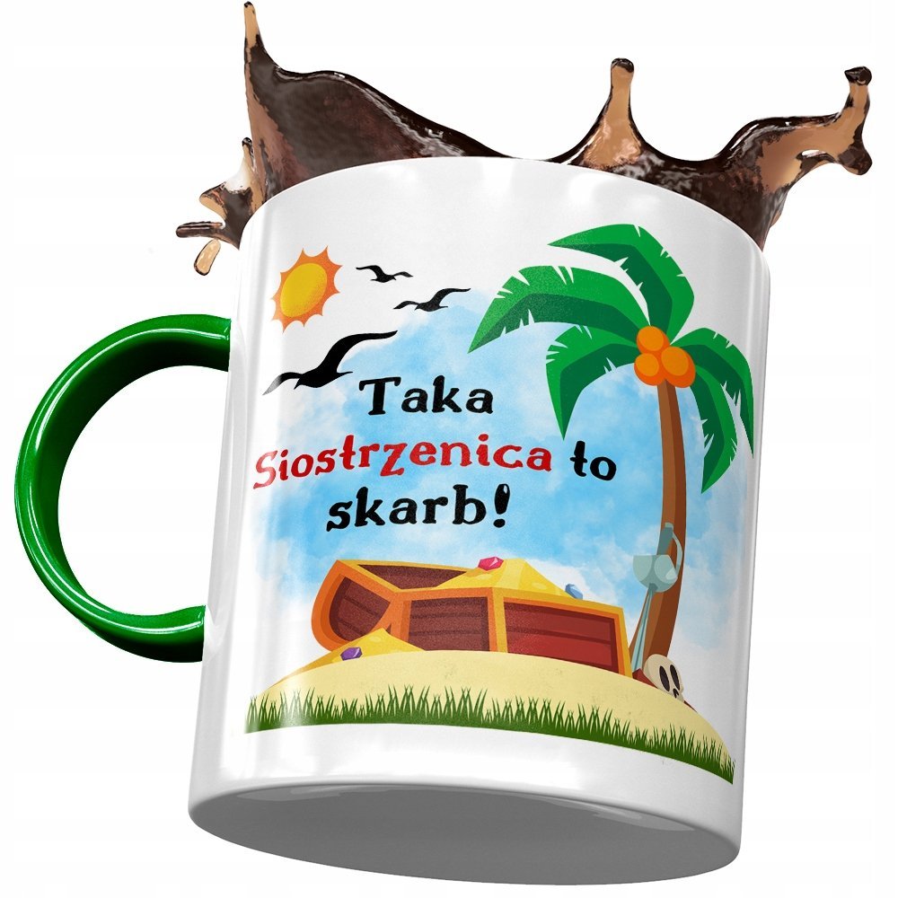 Kubek Zielony Dla Siostrzenicy na Urodziny Prezent z Nadrukiem ze Zdjęciem + Opakowanie na prezent (wzór 02)