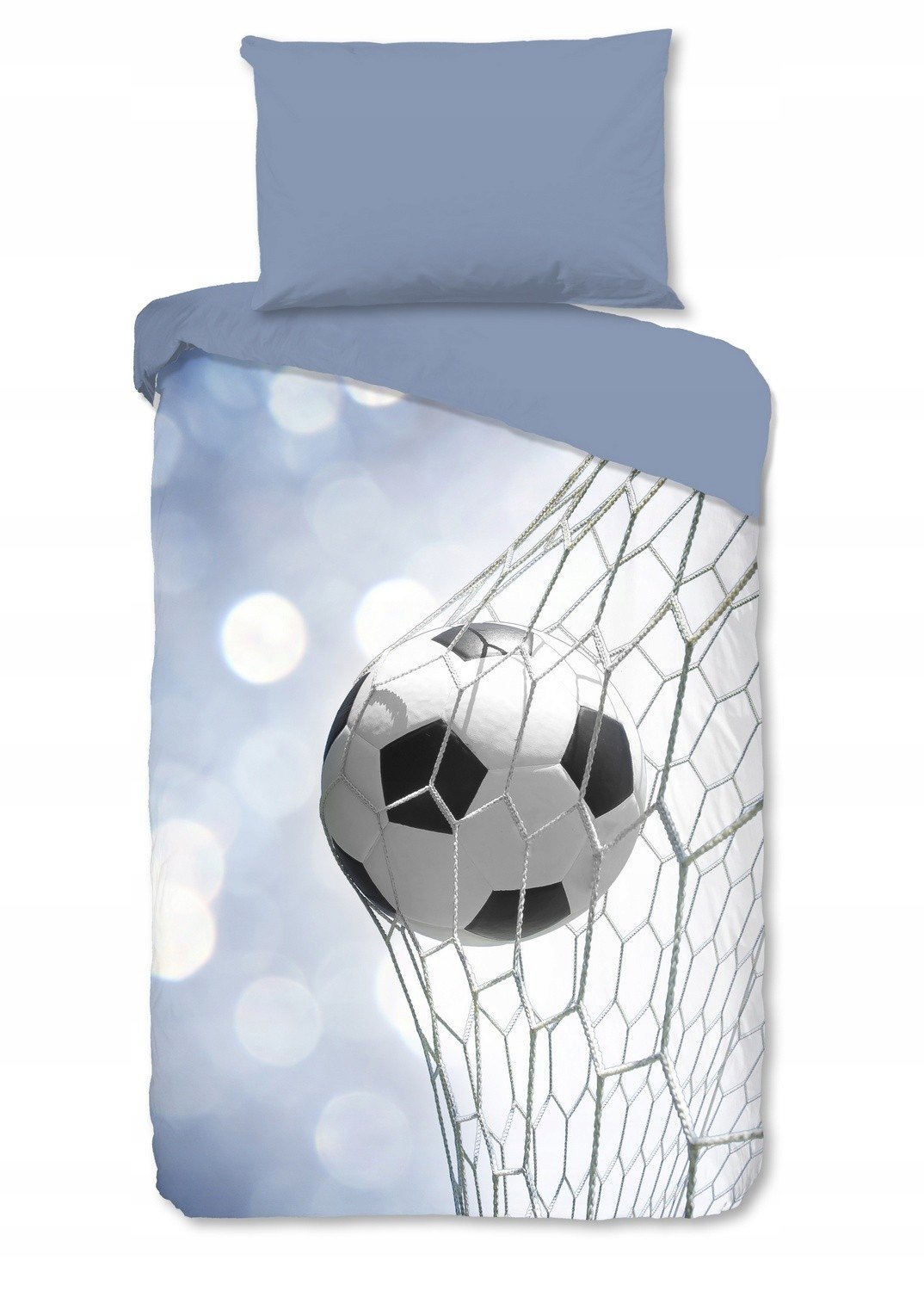 Pościel flanelowa 140x200 piłka nożna siatka szara ciepła miła