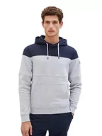 Bluzy męskie - TOM TAILOR Męska bluza z kapturem o wyglądzie Cutline, 33826-beżowy Navy Inject Stripe, XL - miniaturka - grafika 1