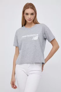 Koszulki sportowe damskie - New Balance T-shirt WT03805AG damski kolor szary - grafika 1