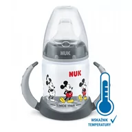 Kubki dla dzieci - NUK Butelka niekapek Disney Miki ze wskaźnikiem temperatury 743944B 6-18m szara, 150ml >> WYSYŁKA W 24H << - miniaturka - grafika 1