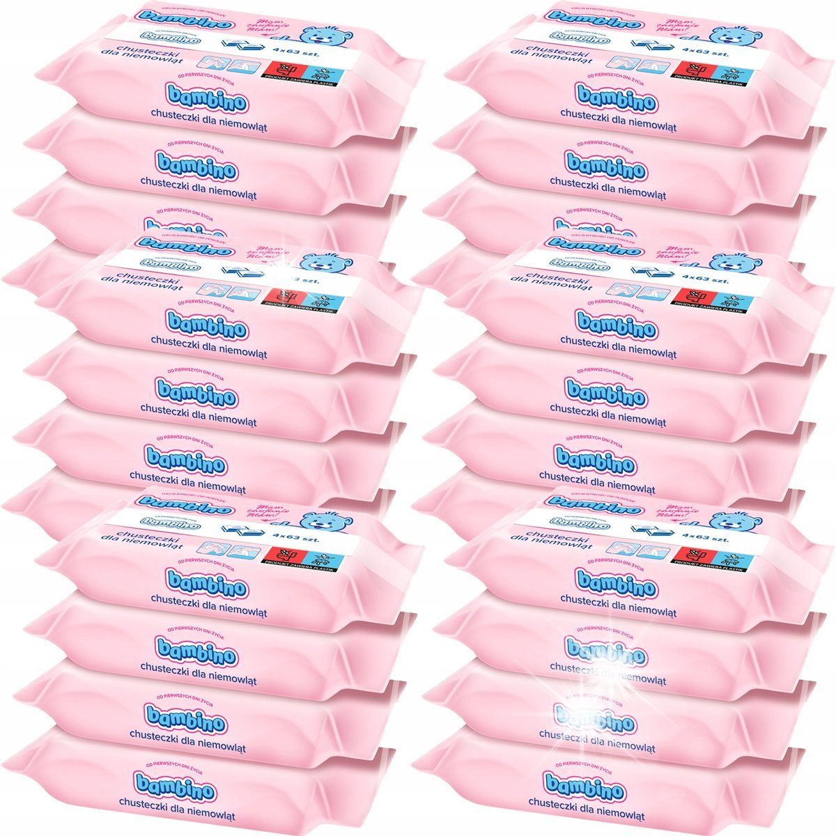 6 x BAMBINO Chusteczki emolientowe 3W1 4x57 szt.