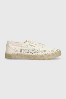 Espadryle damskie - Pepe Jeans espadryle PLS10414 kolor beżowy JADE PRINT - grafika 1