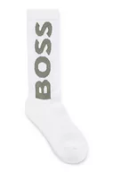 Skarpetki męskie - BOSS Męskie krótkie skarpety QS Rib Logo CC z kontrastowym logo, Open White113, 39-42 EU - miniaturka - grafika 1