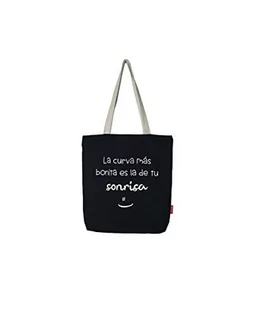 Torebki damskie - Econanos Econanos Hellobags2019 płócienna i plażowa torba na zakupy, 38 cm, czarna (NEGRO) N-003-LACURVA - grafika 1
