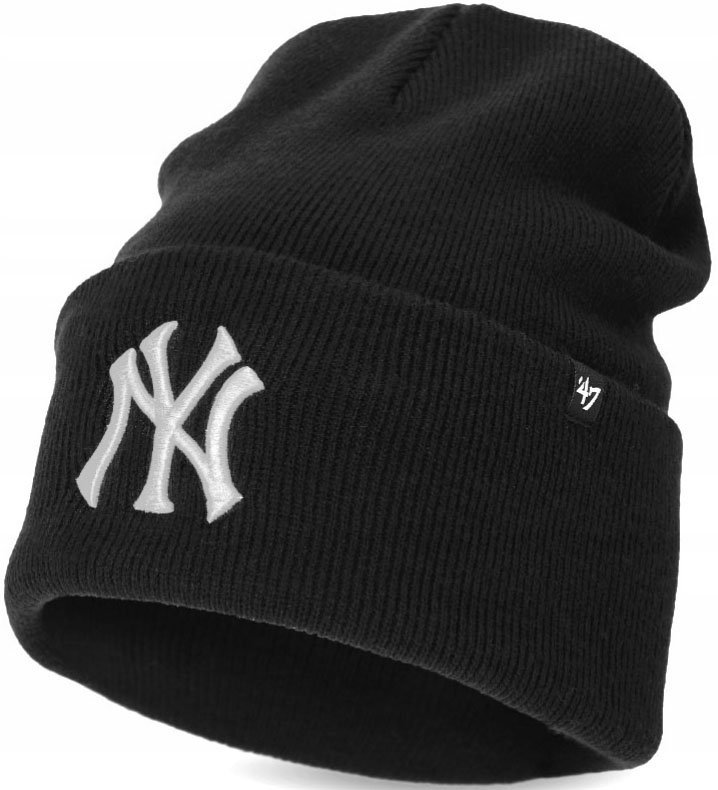 CZAPKA ZIMOWA '47 NEW YORK YANKEES NYJ CZARNA MATERIAŁ PREMIUM CIEPŁA