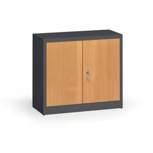 ALFA 3 Szafy spawane z laminowanymi drzwiami, 800 x 920 x 400 mm, RAL 7016/buk 1261212 - Szafy biurowe - miniaturka - grafika 1
