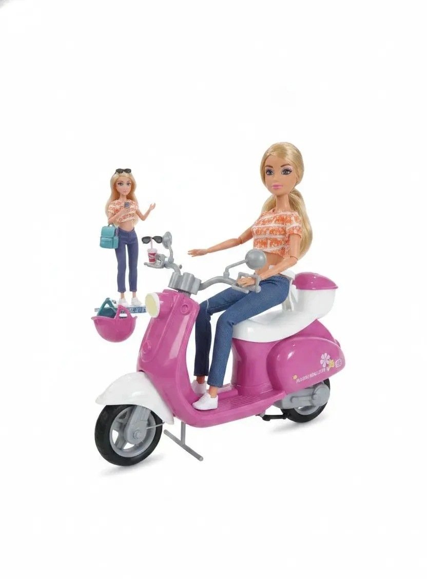 LeanToys Lalka Anlily Podróżniczka Na Skuterze Okulary Uchwyt Na Telefon Akcesoria