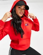 Bluzy damskie - Bluza Damska Tommy Jeans Hilfiger czerwona Hoodie Dla dziewczyny rozmiar. S - miniaturka - grafika 1