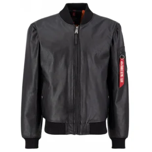 Kurtka Alpha Industries MA-1 Leather LF 138121 03 - Czarna XL - Odzież taktyczna i umundurowanie - miniaturka - grafika 1