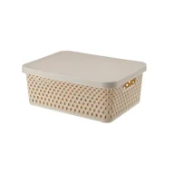Pudła i pojemniki do przechowywania - Koszyk 12 l z pokrywą Orion 03074 beż - miniaturka - grafika 1