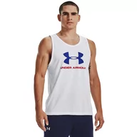 Koszulki sportowe męskie - Męski top z nadrukiem UNDER ARMOUR SPORTSTYLE LOGO TANK - biała - miniaturka - grafika 1