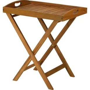 Drewniany stolik z przenośną tacą do serwowania, 60 cm - Meble ogrodowe - miniaturka - grafika 1