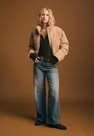 Kurtki damskie - Stradivarius Kurtka pikowana sztruksowa Beżowy XL - miniaturka - grafika 1