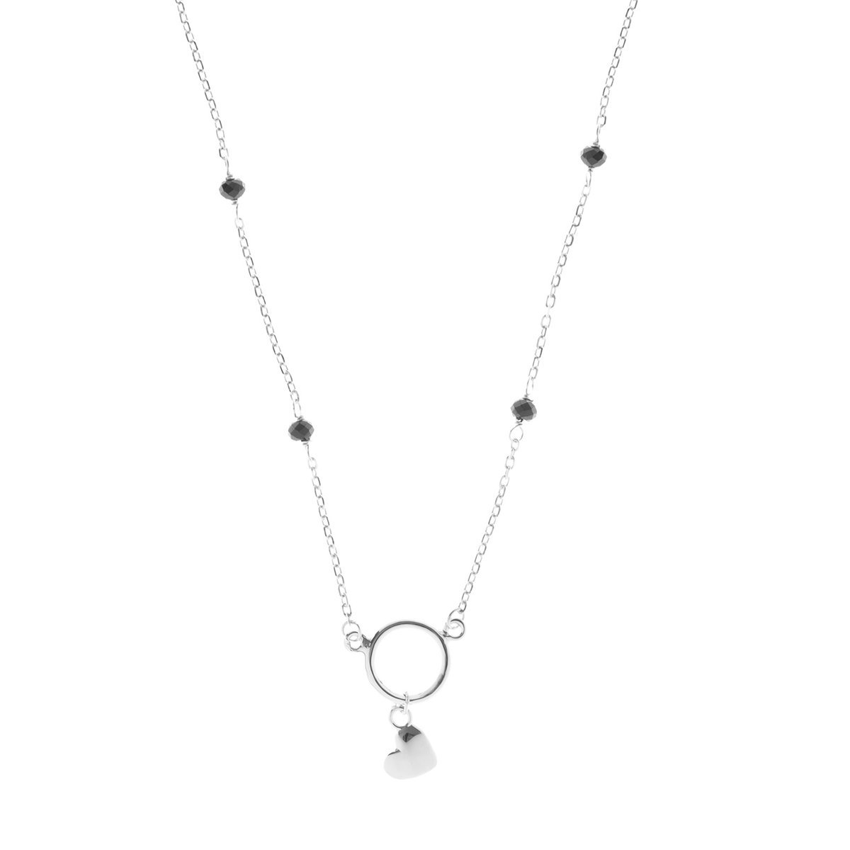 Naszyjnik Srebrny 925 Koło Wiszące Serce