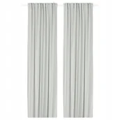 Zasłony - IKEA GINSTMOTT Zasłona, 2 szt. na taśmie biały, 145x300 cm Przyciemniająca - miniaturka - grafika 1