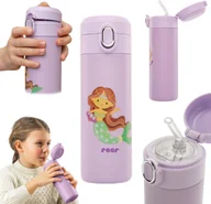 Miseczki i talerzyki dla dzieci - Reer Butelka bidon ze słomką dla dzieci 350 ml BPA free fioletowa REER - miniaturka - grafika 1