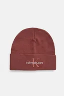 Czapki męskie - Calvin Klein Jeans czapka bawełniana kolor czerwony z grubej dzianiny bawełniana K50K512460 - miniaturka - grafika 1