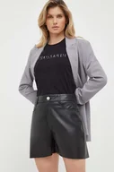 Spodenki damskie - Custommade szorty skórzane Nava damskie kolor czarny gładkie high waist - miniaturka - grafika 1