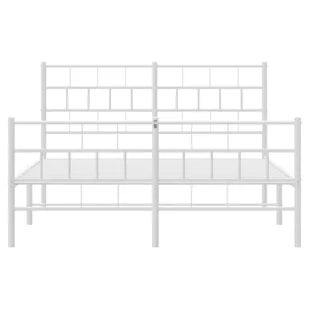 Metalowa rama łóżka z wezgłowiem i zanóżkiem, biała, 140x200 cm Lumarko! - Inne meble do sypialni - miniaturka - grafika 6