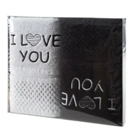 Ręczniki - Komplet ręczników 2 cz. 2x50x90 I love you srebrny czarny 550 g/m2 frotte zestaw upominkowy 23 - miniaturka - grafika 1