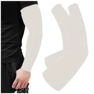 Pozostała odzież dla rowerzystów - OCHRONNY RĘKAW NA ROWER ELASTYCZNY ZAKRYWAJĄCY DO BIEGANIA ROWEROWY BEŻOWY - miniaturka - grafika 1