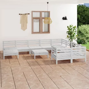 vidaXL 11-cz zestaw wypoczynkowy do ogrodu biały drewno sosnowe 3083300 - Meble ogrodowe - miniaturka - grafika 1