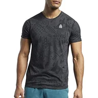 Koszulki męskie - Reebok męska koszulka Cf Move - koszulka z krótkim rękawem z nadrukiem Czarny Melanż XS - miniaturka - grafika 1