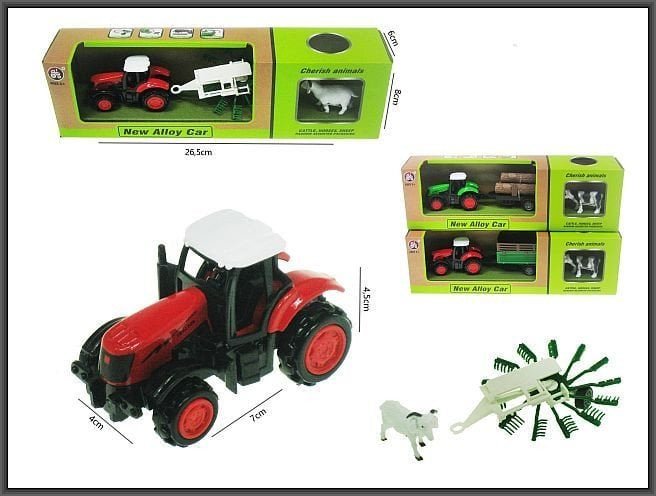 Hipo Traktor z przyczepą16cm+zwierzę H13521 43075