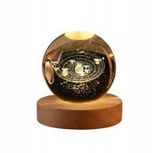 Lampy stojące - SZKLANA KULA Lampka 3D NOCNA 6cm Zasilana USB dla DZIECI Układ Słoneczny - miniaturka - grafika 1