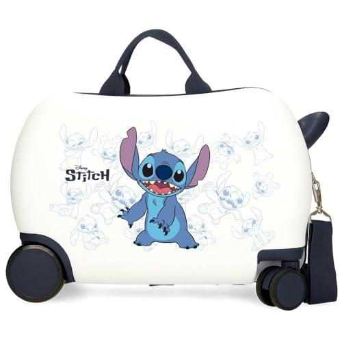 Joumma Disney Happy Stitch Walizka dziecięca Biały 45x31x20 cms Sztywny ABS 24,6L 1,8 kg 2 Koła Bagaż Ręczny, Biały, walizka dziecięca