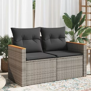 Sofa ogrodowa z poduszkami, 2-osobowa, szara, polirattan Lumarko! - Sofy ogrodowe - miniaturka - grafika 1
