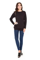 Bluzy damskie - Czarna Długa Casualowa Bluza z Wsuwanymi Kieszeniami - Katrus - miniaturka - grafika 1