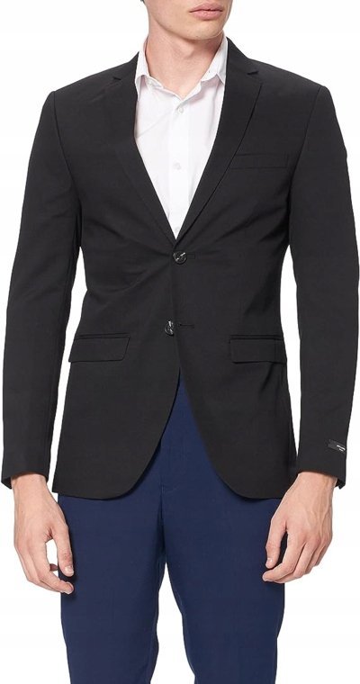 JACK JONES MARYNARKA CZARNA Z DŁUGIM RĘKAWEM JEDNORZĘDOWA XL JGB