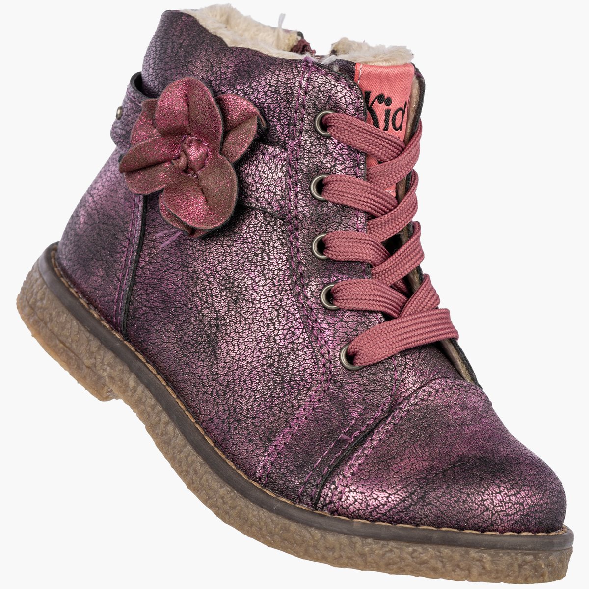 Botki Dziewczęce Ekoskóra Ocieplane Na Zimę Z Kwiatkiem Fuksja American G-C16224E 26 Fuksja